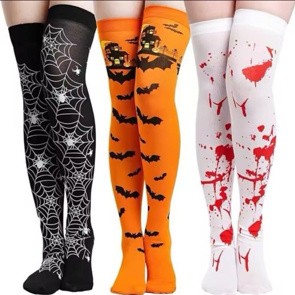 Men / Women Knee High Stockings Halloween Easter Nurse Skeleton Blood Socks Skul
